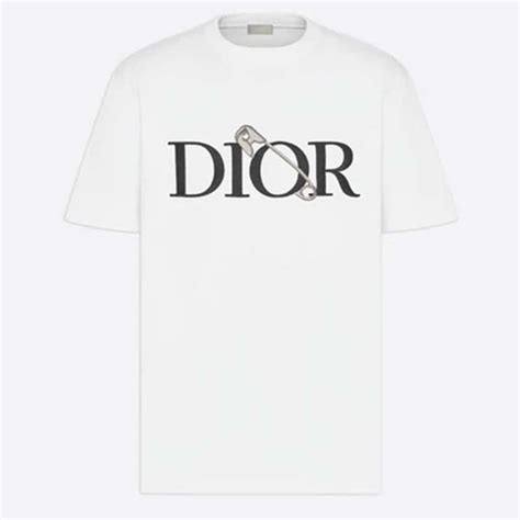 dior white t shirt orange logo|christian dior white t shirt.